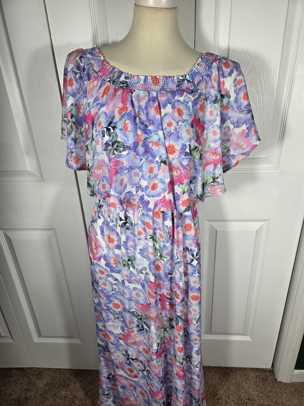 Show Me Your Mumu Hacienda Maxi Dress S Floral Off Shoulder Ruffle Boho